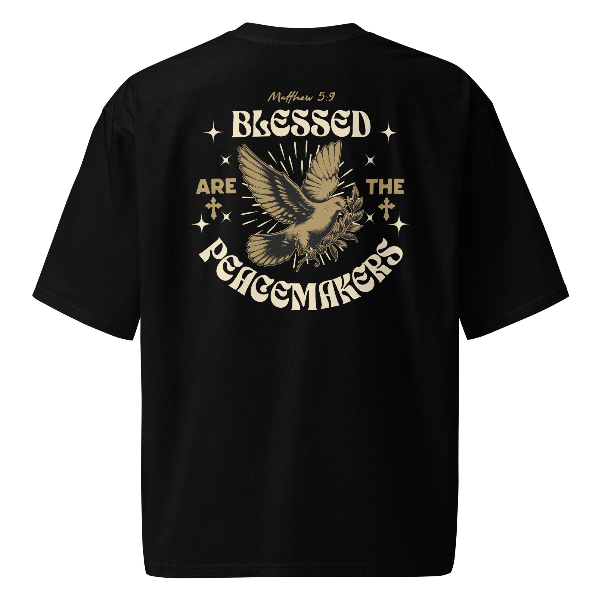 Oversized Heavyweight Christian T-Shirt – Blessed Are the Peacemakers (Matthew 5:9)