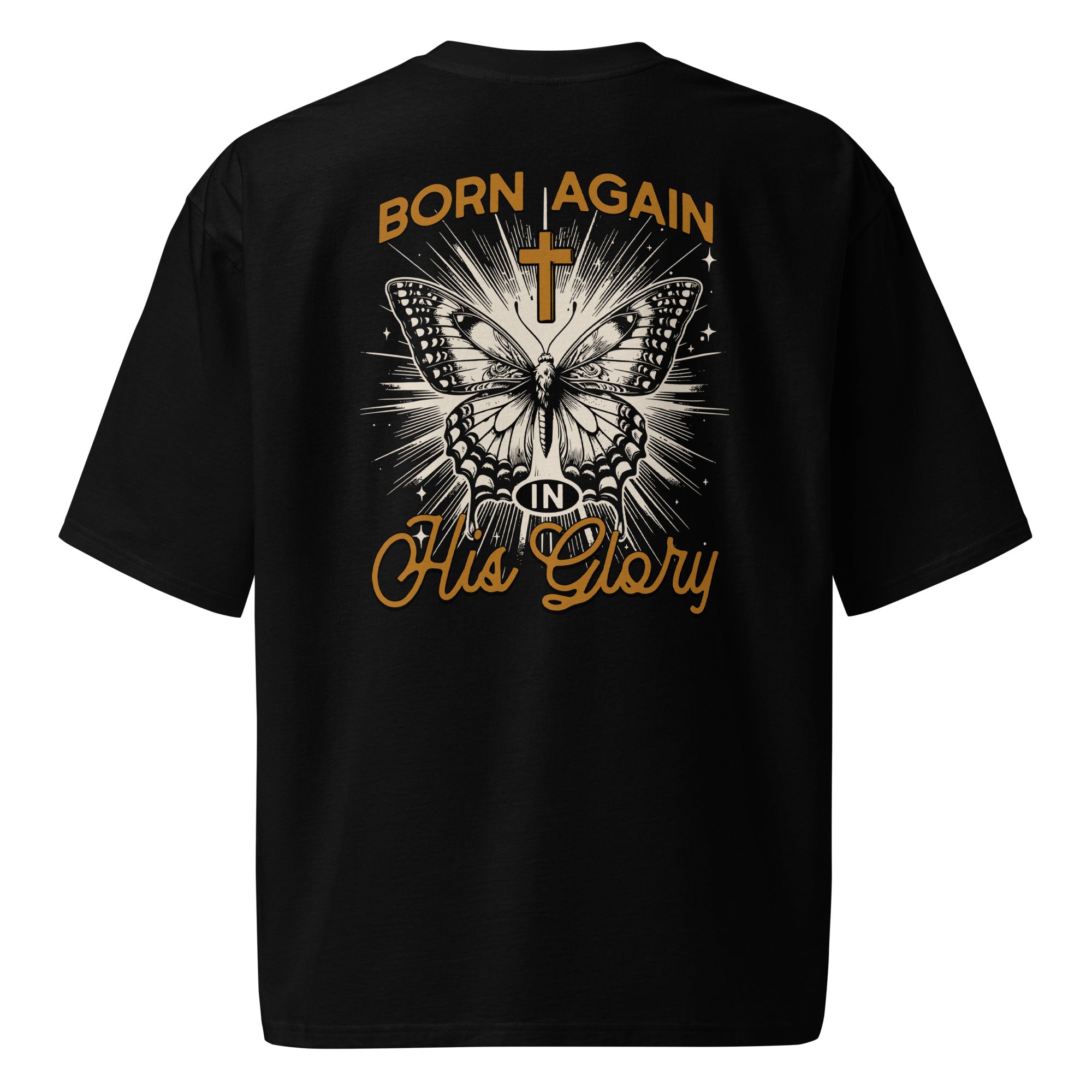 Born Again in His Glory – Christian Oversized Heavyweight T-Shirt