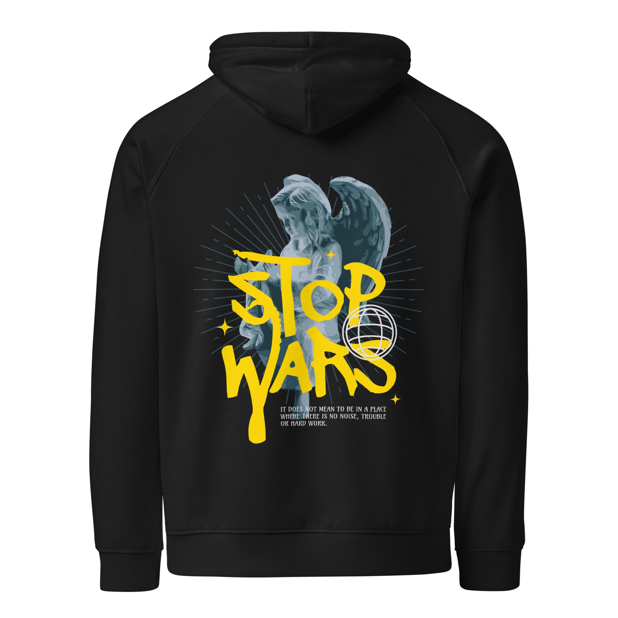 Stop Wars – Unisex Eco Raglan Hoodie
