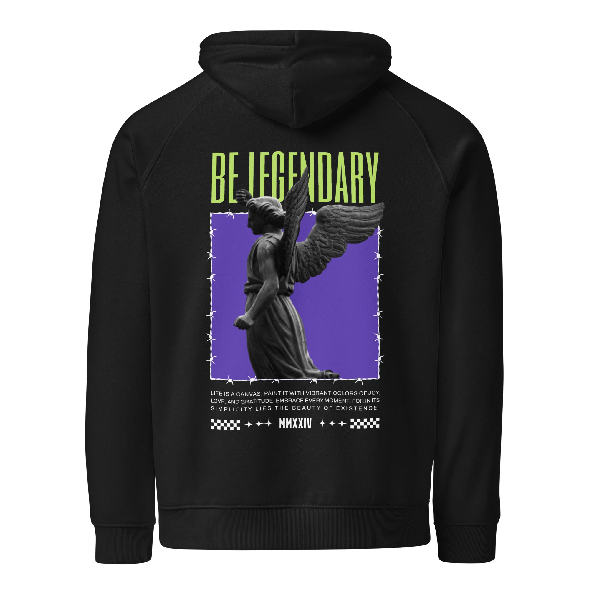 Be Legendary – Unisex Eco Raglan Hoodie