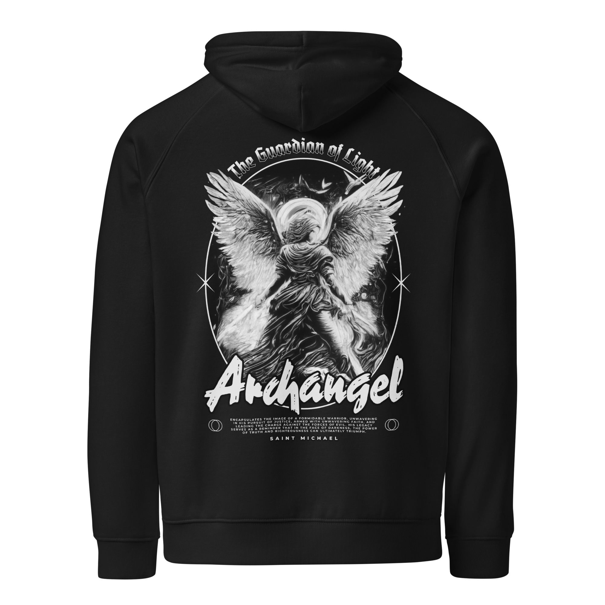 Archangel – Guardian of Light Unisex Eco Raglan Hoodie
