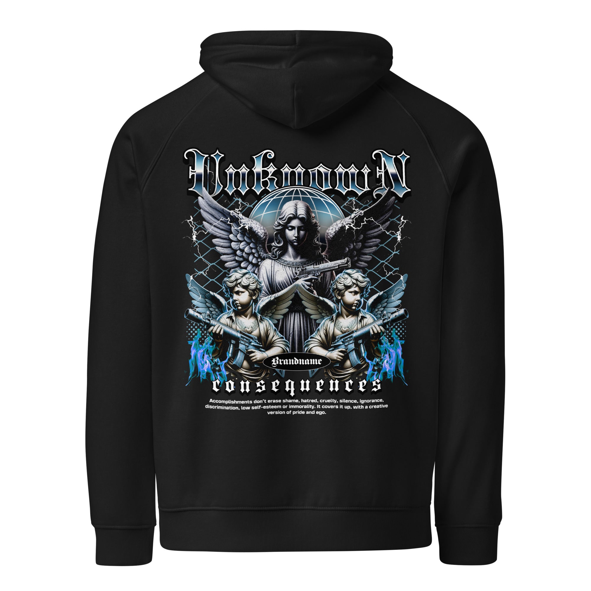 Unknown Consequences – Unisex Eco Raglan Hoodie