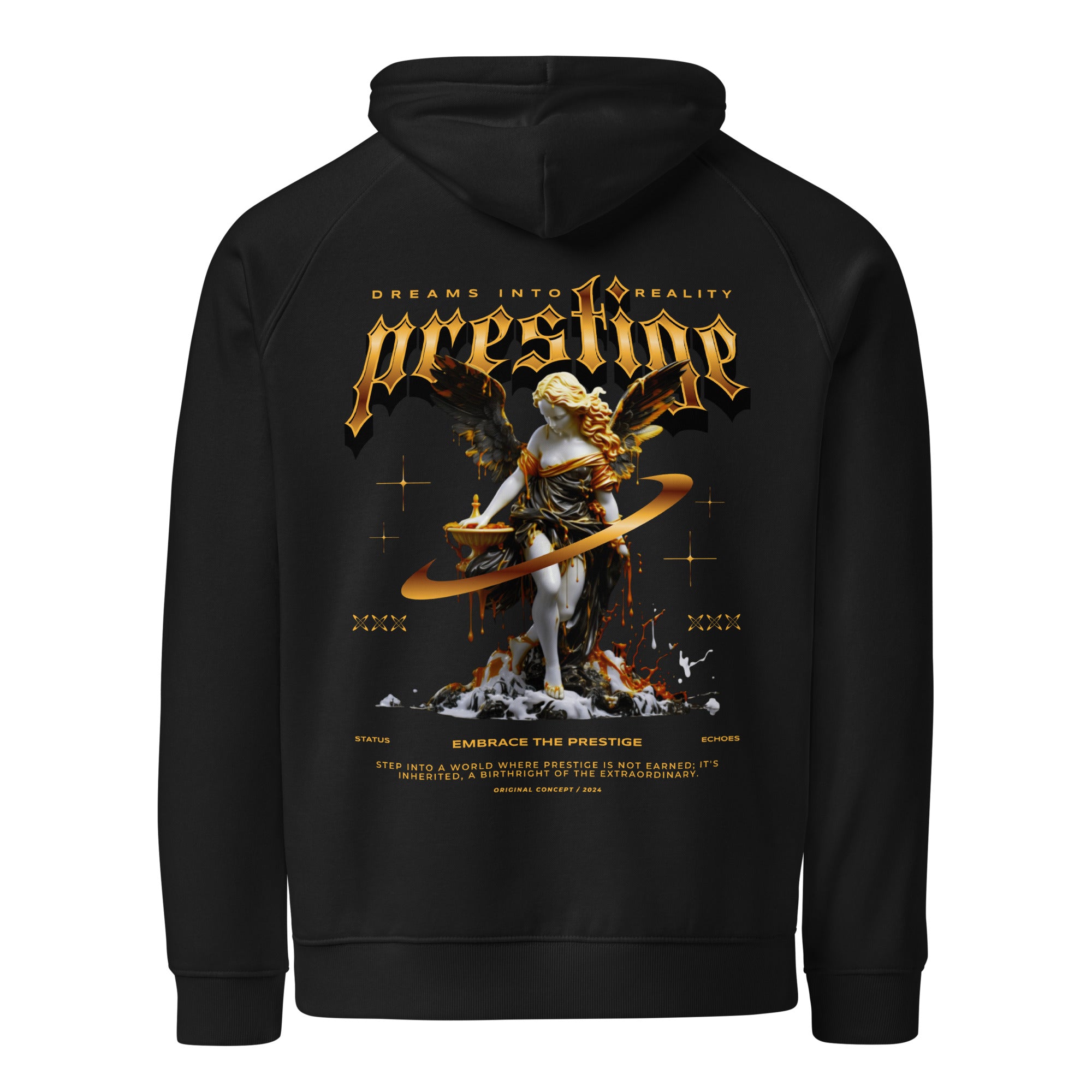 Prestige – Dreams Into Reality Unisex Eco Raglan Hoodie
