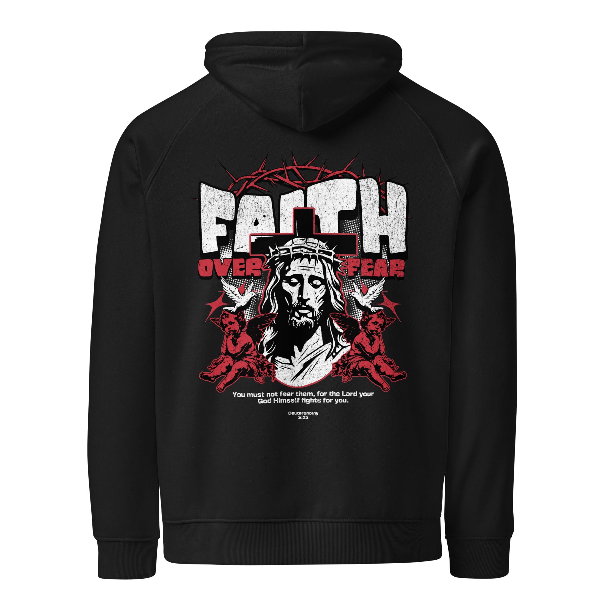 Unisex Eco Raglan Hoodie – Faith Over Fear