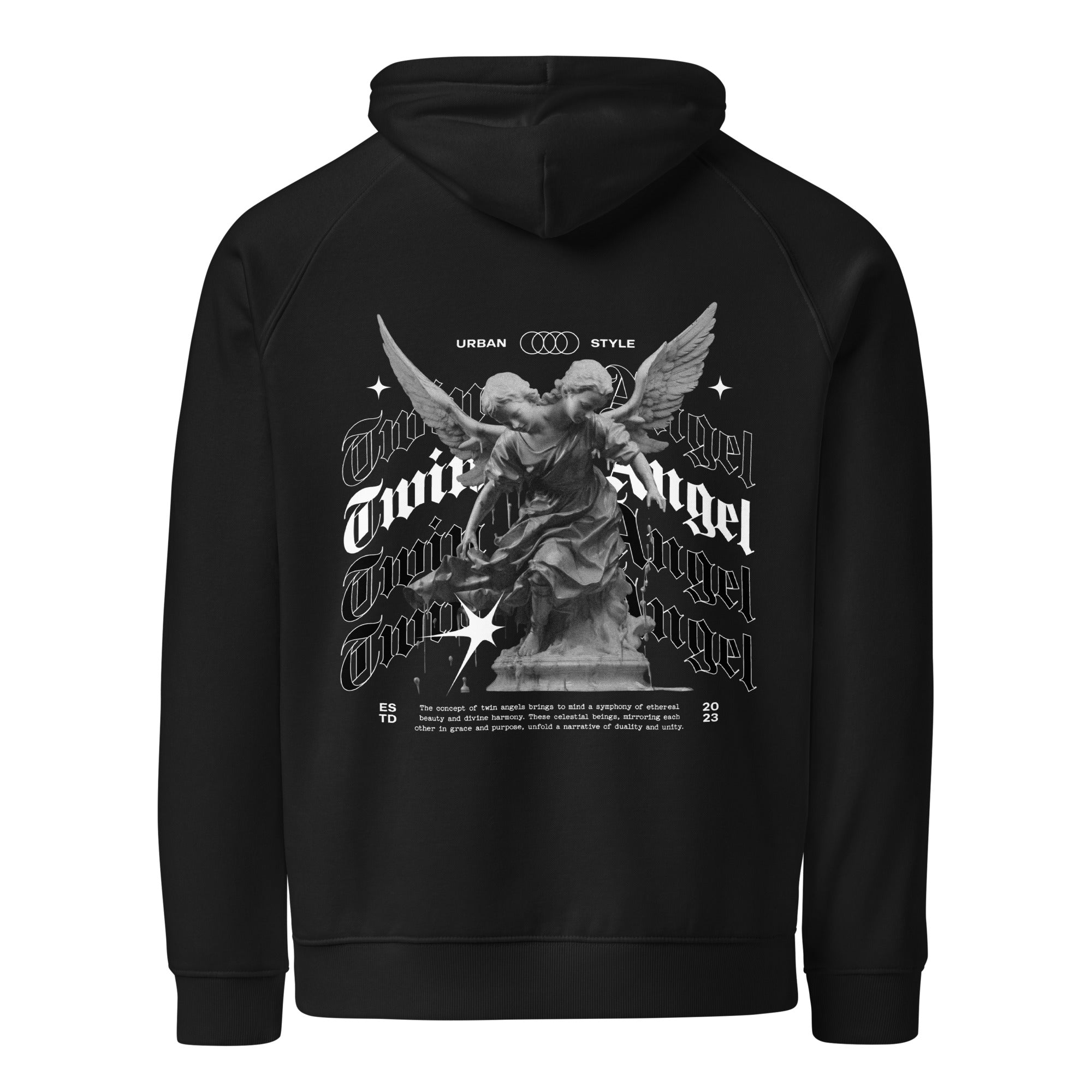Twin Angel Unisex Eco Raglan Hoodie