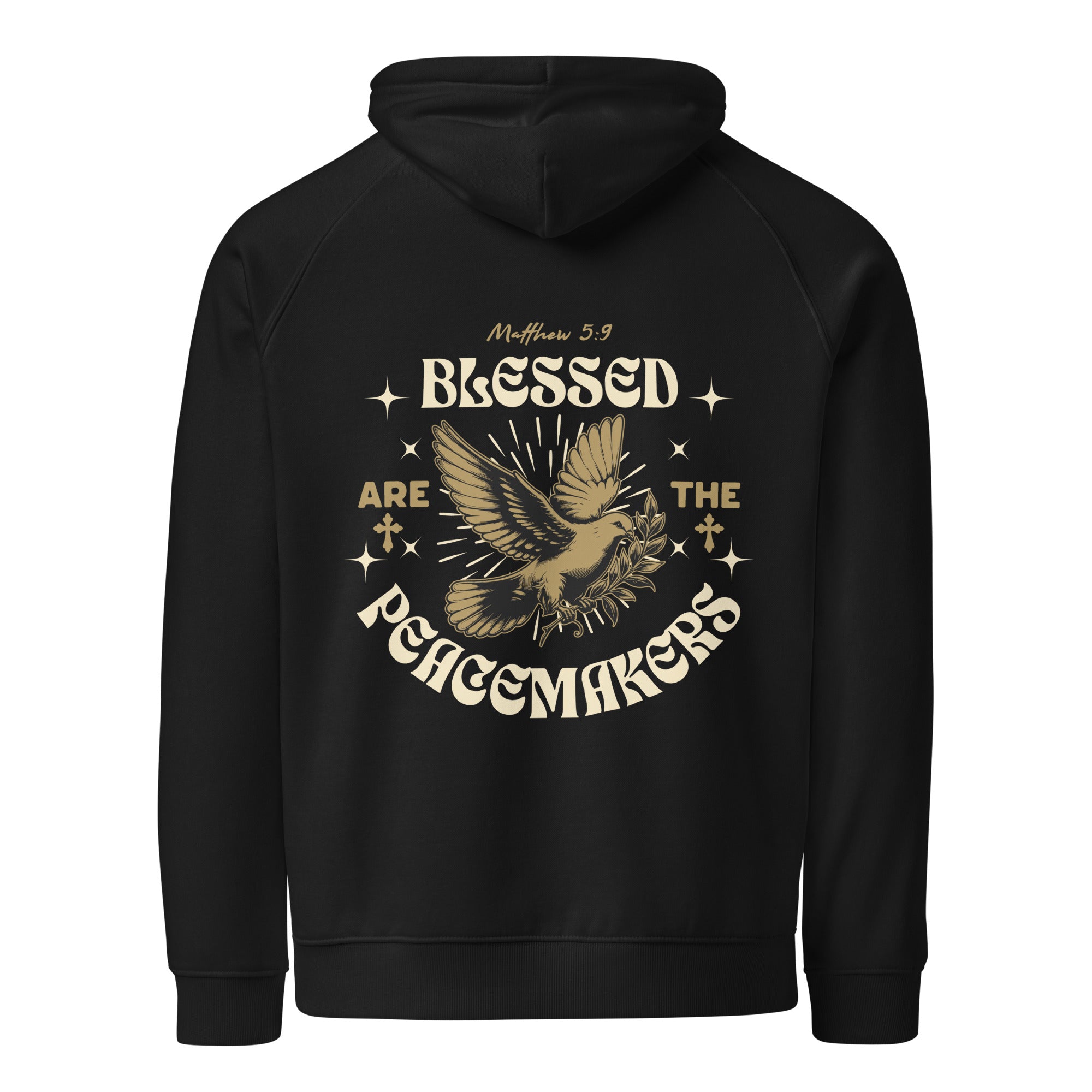 Unisex Eco Raglan Hoodie – Blessed Are the Peacemakers